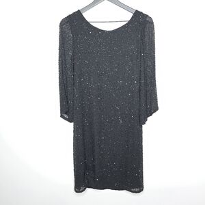 Alice + Olivia "Patricia" Beaded Shift Dress 100% Silk